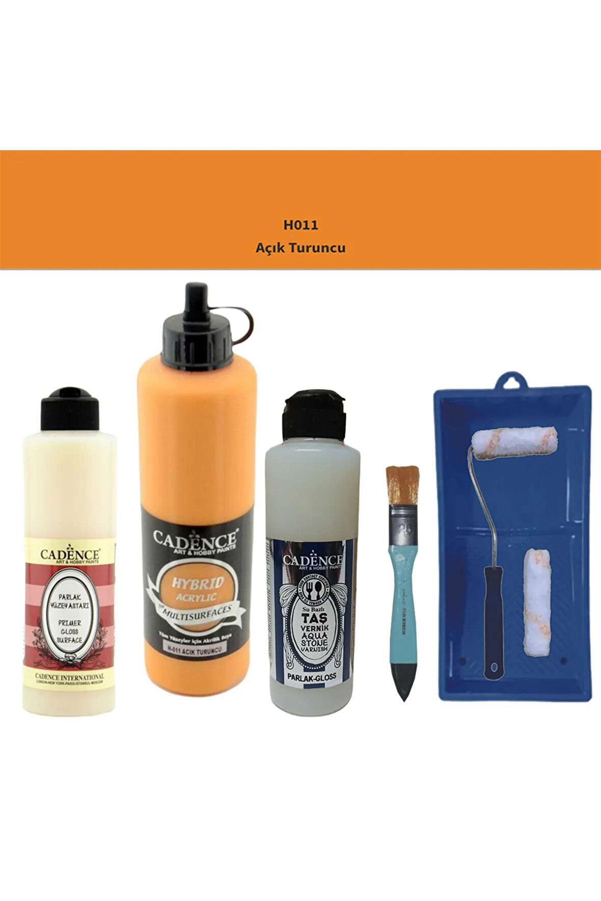 Banyo Mutfak Boyası-Cadence Multi H-011 Açık Turuncu 500Ml Pya250Ml Taş VernikParlak250Ml Saten Rulo