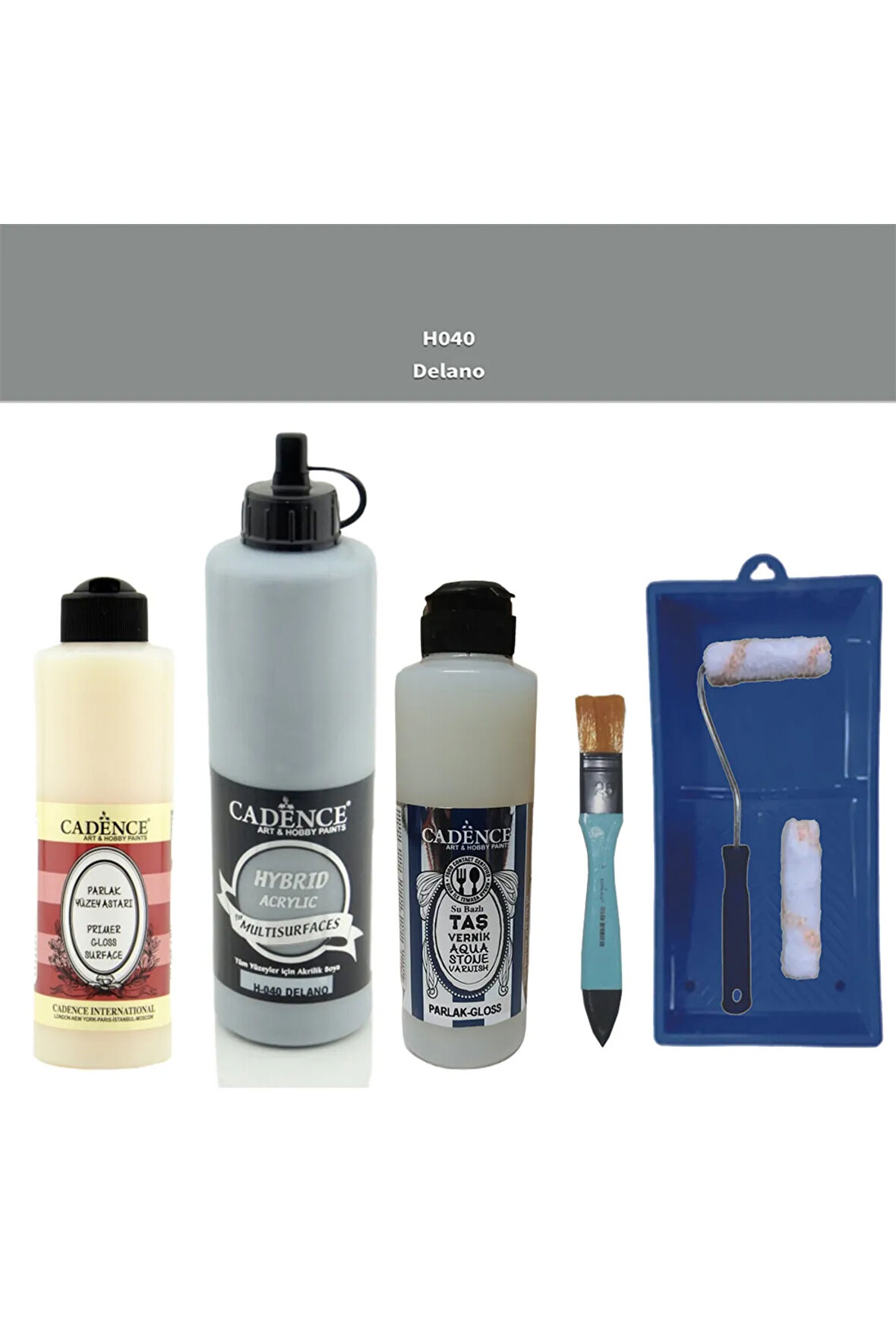 Banyo Mutfak Boyası-Cadence Multi H-040 Delano 500Ml Pya250Ml Taş Vernik Parlak 250Ml Saten Rulo