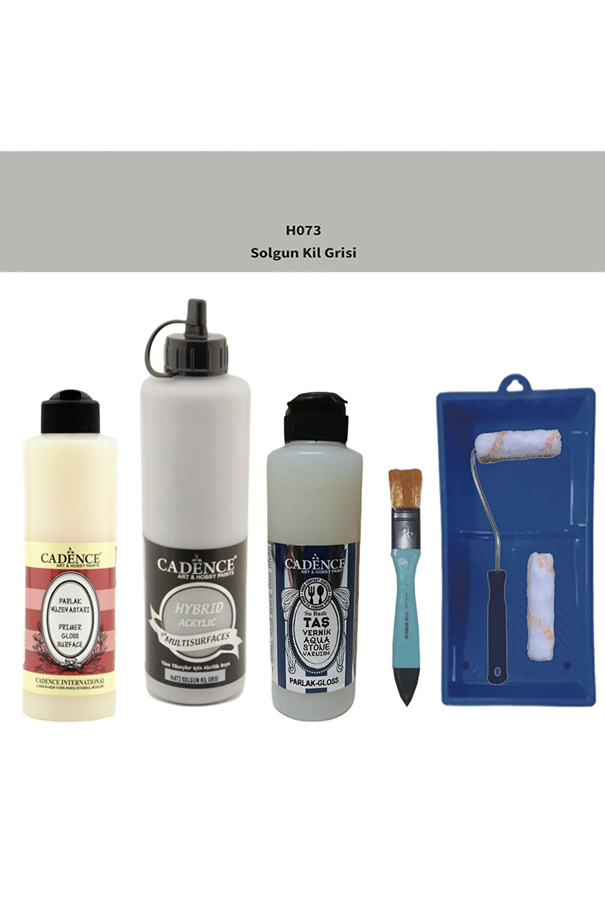 Banyo Mutfak Boyası-Cadence Multi H-073 Solgun Kil Gri 500Ml Pya250Ml Taş Vernik  250Ml Saten Rulo