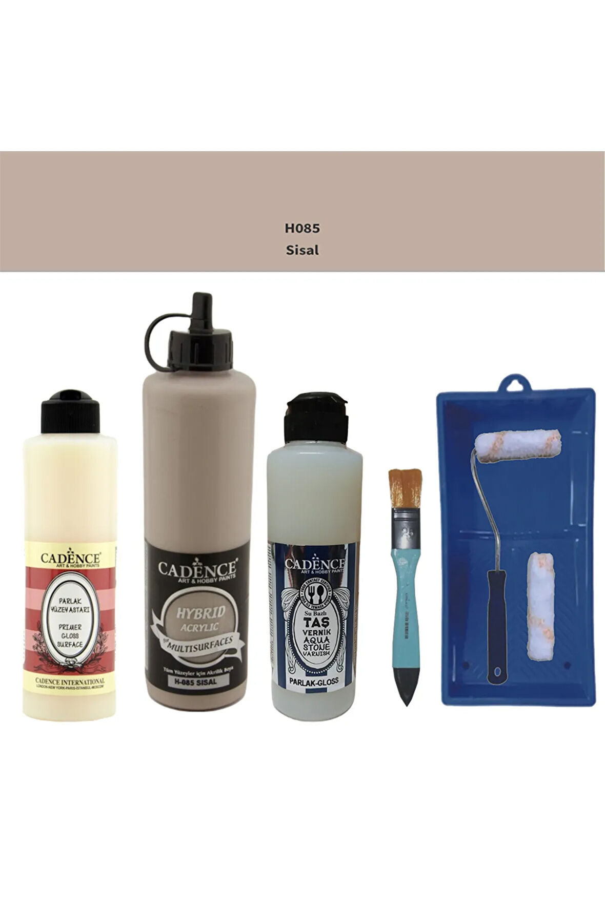 Banyo Mutfak Boyası-Cadence Multi H-085 Sisal 500Ml Pya250Ml Taş Vernik Parlak 250Ml Saten Rulo