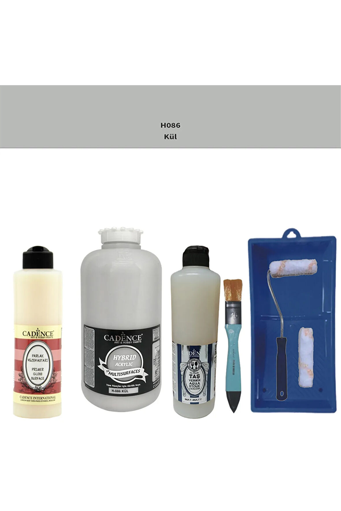 Banyo Mutfak-Cadence Multi H-086 Kül 2000Ml Par Yüzey Ast 500Ml Taş Vernik Mat 500Ml Satenruloset