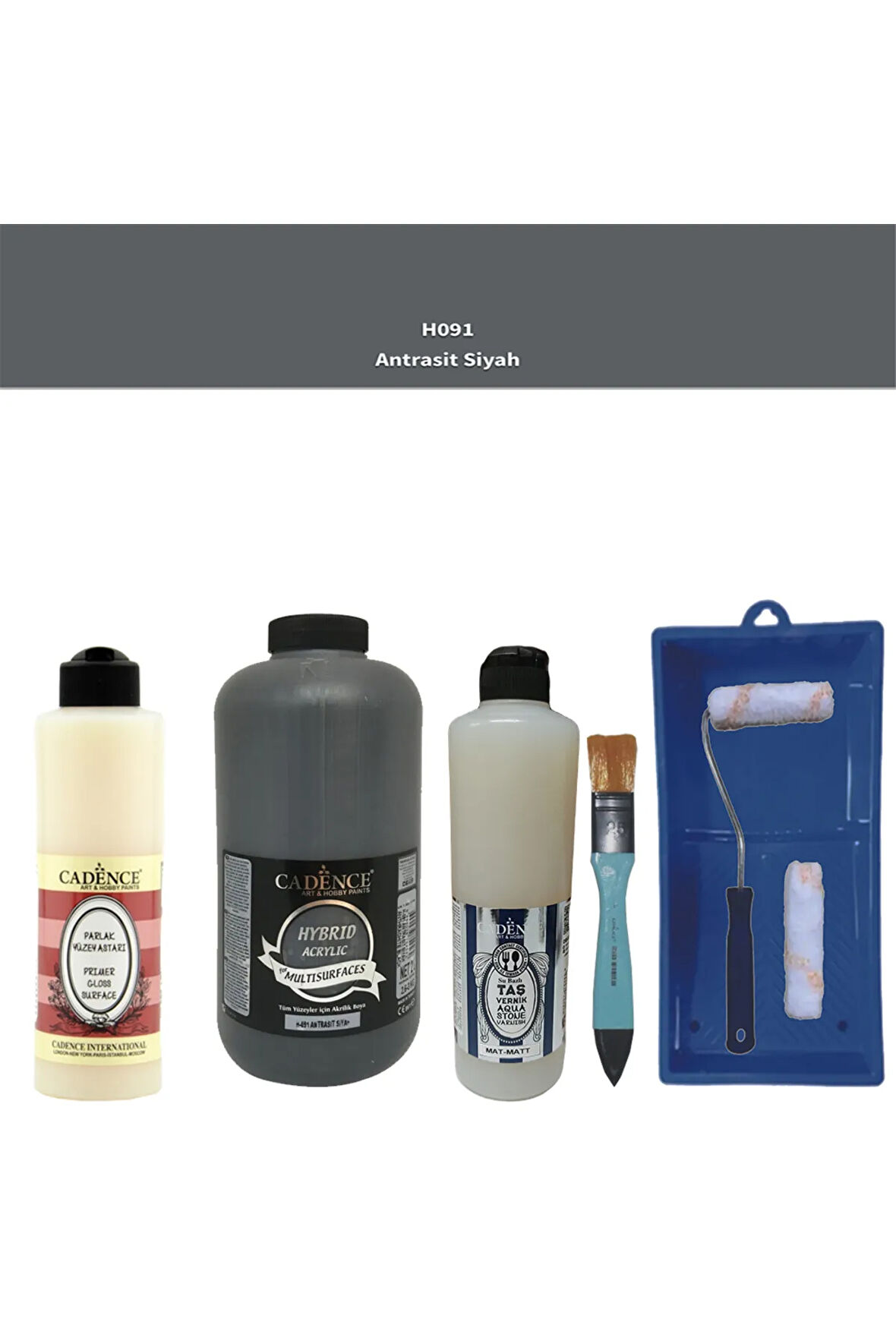 Banyo Mutfak-Cadence Multi H-091 Antrasit Siyah 2000Ml Par Yüzey 500Ml Taş Vernik Mat 500Ml ruloset