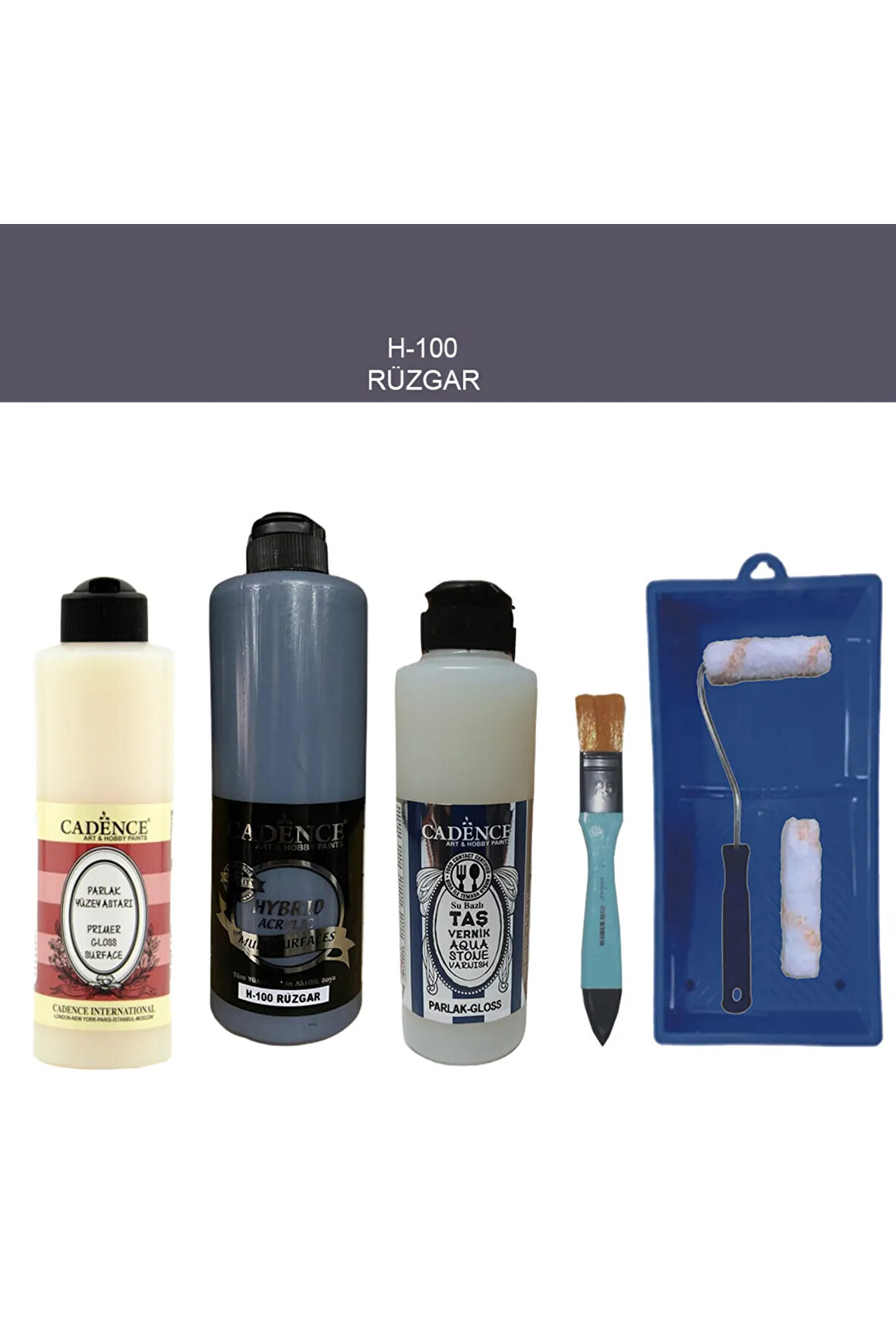 Banyo Mutfak Boyası-Cadence Multi H-100 Rüzgar 500Ml Pya250Ml Taş Vernik Parlak 250Ml Saten Rulo