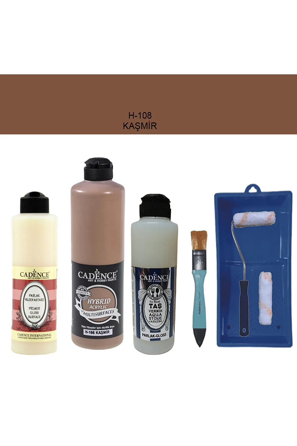 Banyo Mutfak Boyası-Cadence Multi H-108 Kaşmir 500Ml Pya250Ml Taş Vernik Parlak 250Ml Saten Rulo