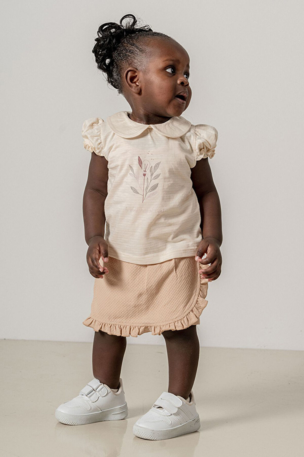 Bebek Çocuk Bebe Yaka Pamuklu Şortlu 2'li Takım Trend Moda Alt Üst Takım