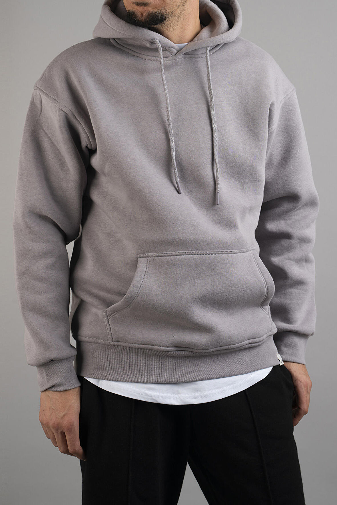 Erkek Kapüşonlu Basic Sweatshirt