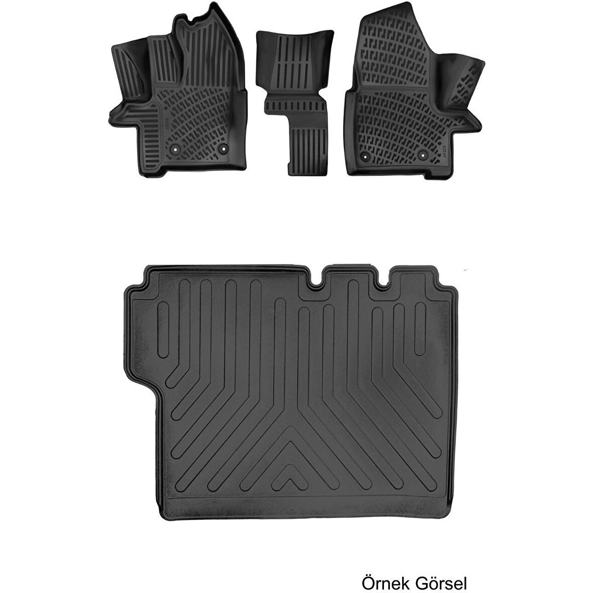 Ford Tourneo Custom 8+1 2012-2023 (Şoför + 2 Yolcu Koltuğu - Otomatik Vites) 3D Araca Özel Paspas ve Bagaj Havuzu Set