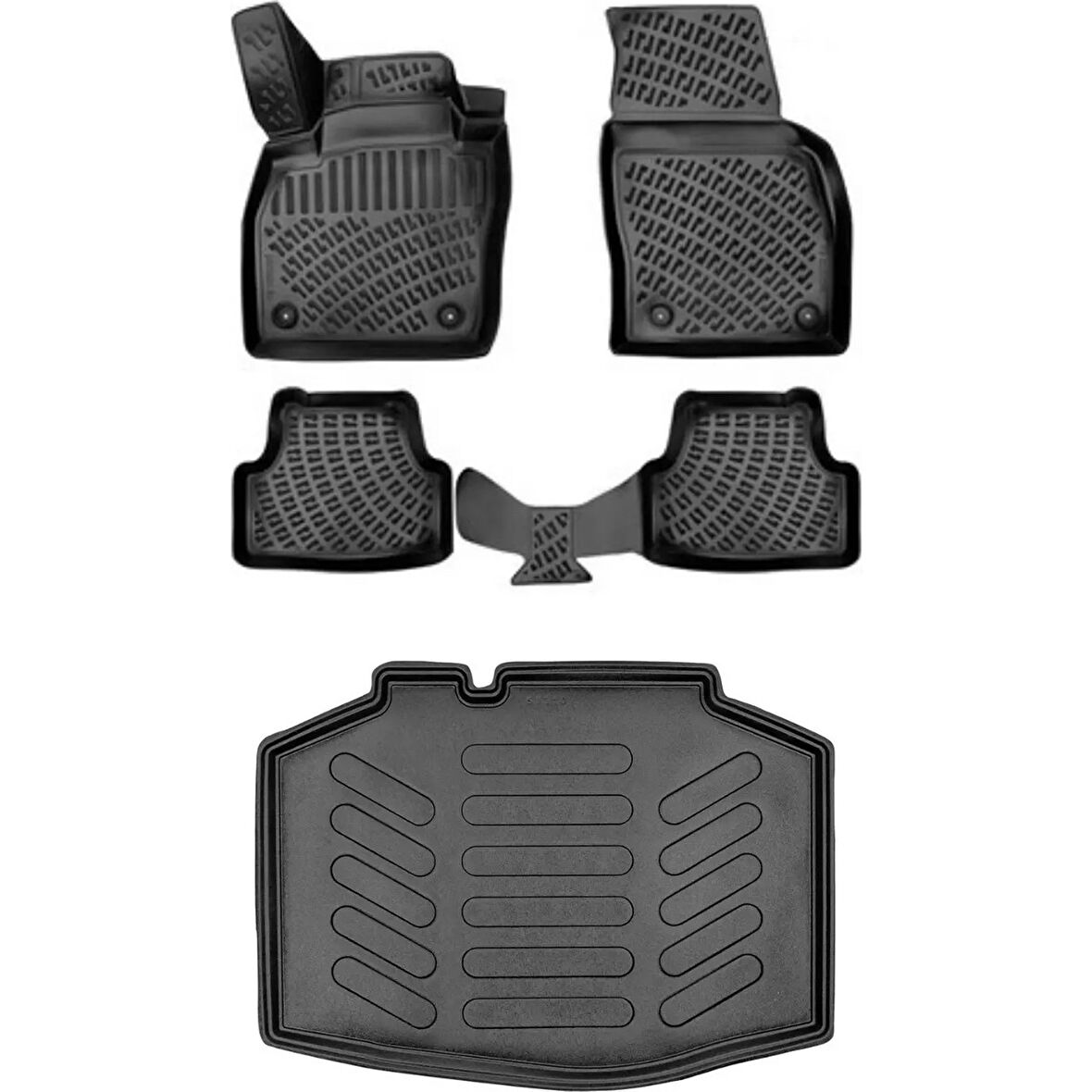 Volkswagen Polo 2023 Sonrası (Impression Paket-Standart Zemin) 3D Araca Özel Paspas ve Bagaj Havuzu Set