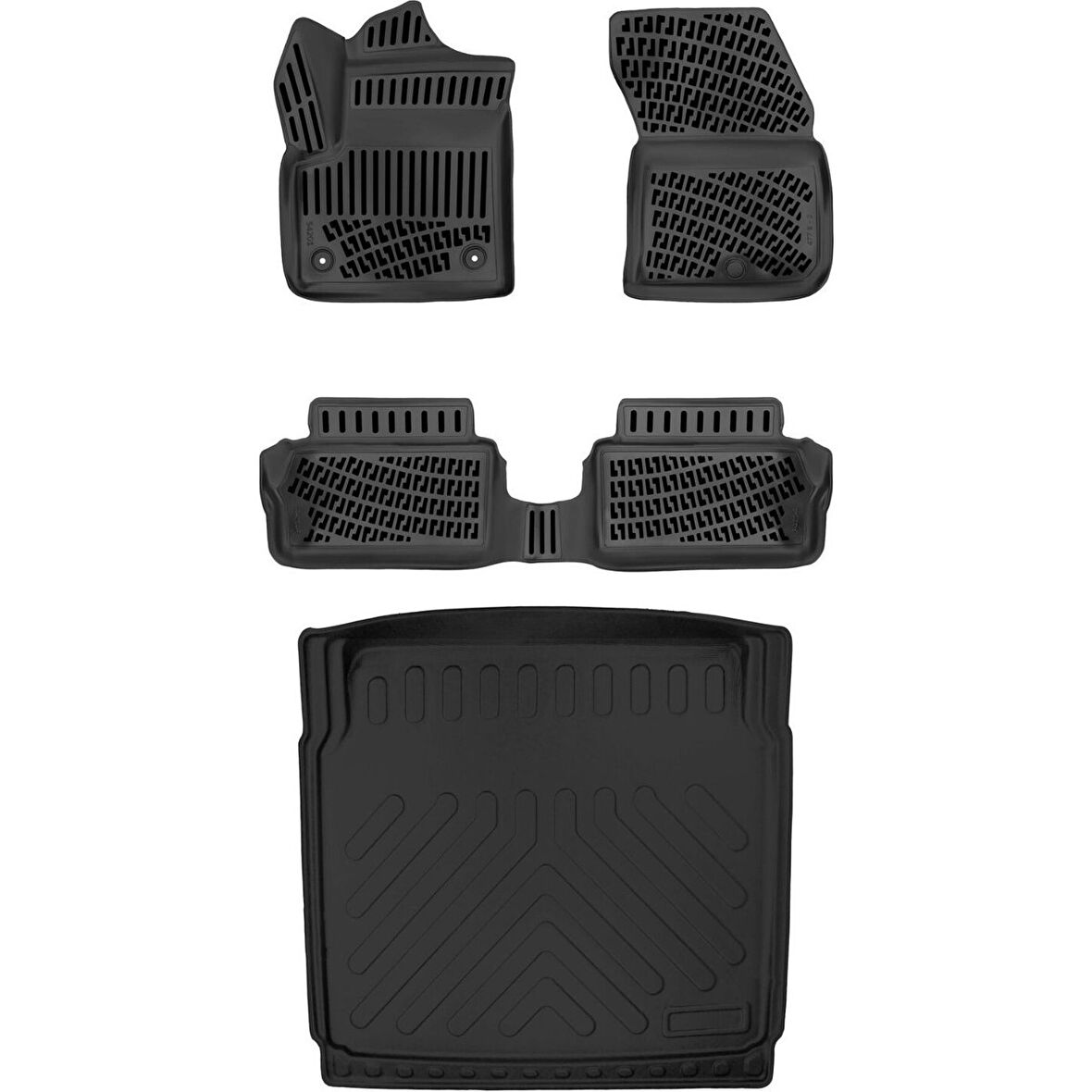 Citroen C3 Elektrikli 2024 Sonrası (Sabit Zemin) 3D Araca Özel Paspas ve Bagaj Havuzu Set