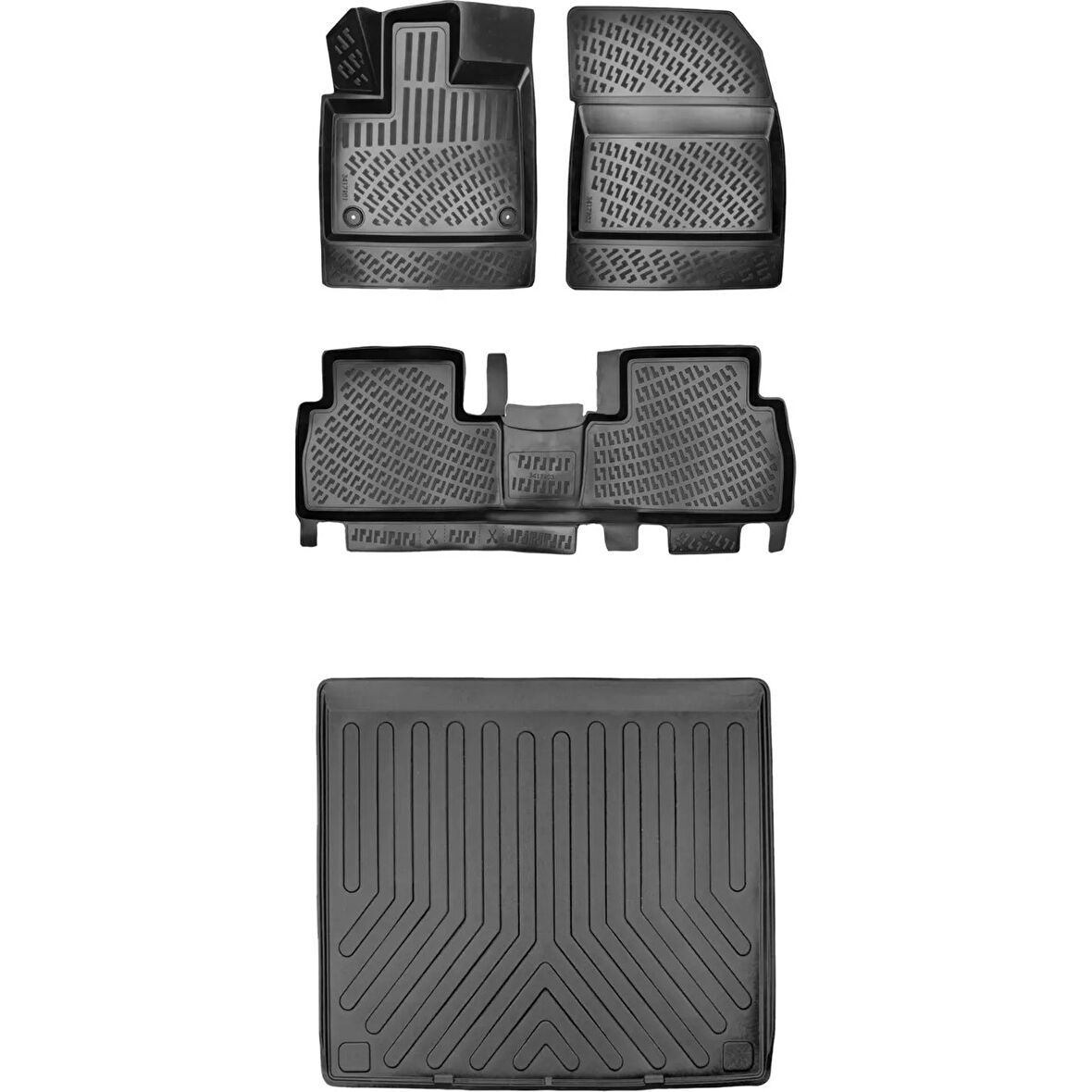 Opel Combo 2019 Sonrası (Katlanabilir Ön Yolcu Koltuğu Paspas)(Bagaj Demirsiz B.h.) 3D Araca Özel Paspas ve Bagaj Havuzu Set