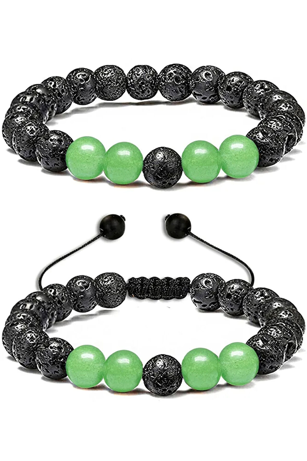 Sertifikalı Doğal Aventurin Volkan Lav Taşı Doğal Taş Bileklik Seti