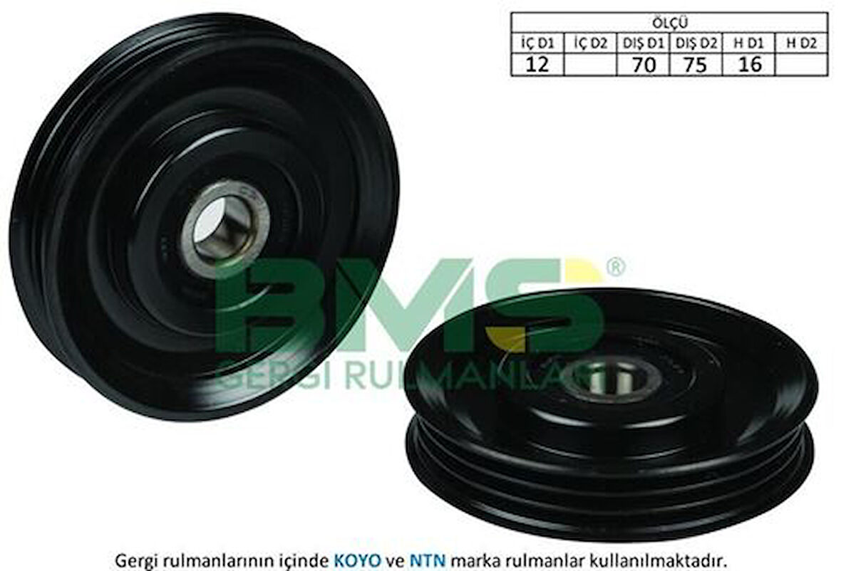 Bms 184 Alternatör Gergi Rulmanı 12×70 75×16 3 Pk Demir (Iron) Nıssan Mıcra III Note