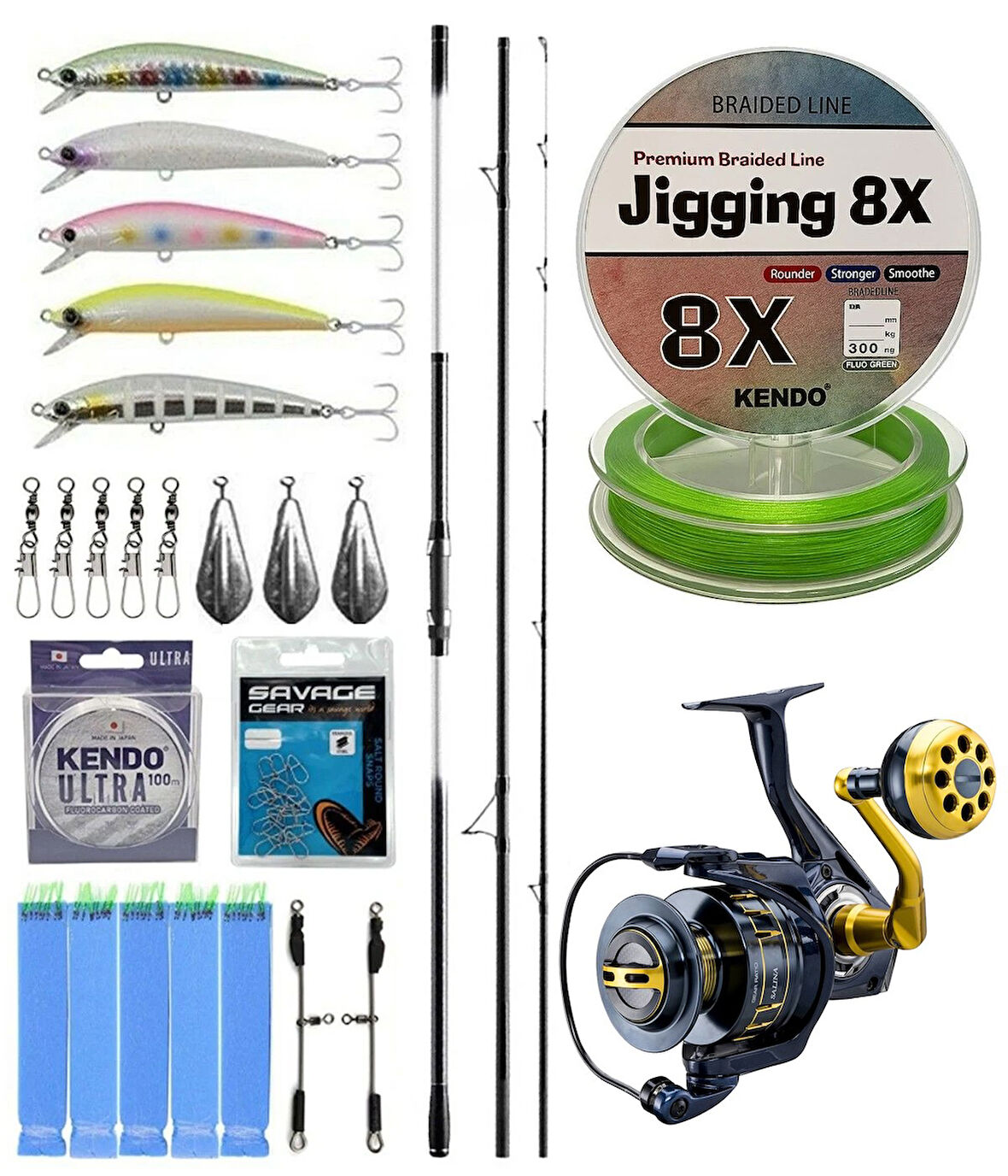 YekOutdoor Surf Seti Shimano Kamış Beastmaster K Surf Hybrid 4,50m 225g 3pc K-type DPS & Okuma Salina SA-8000A Olta Makinesi