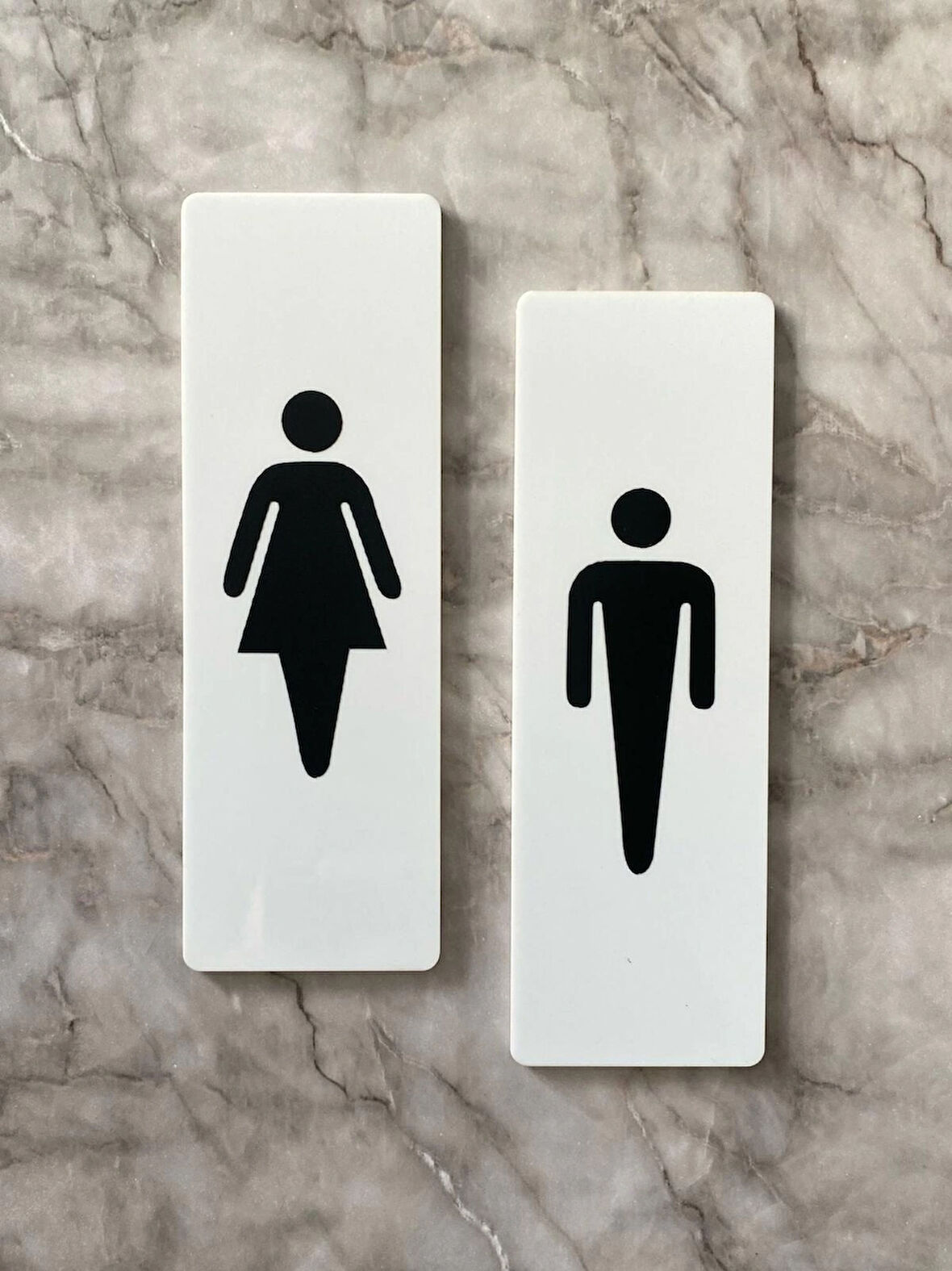 Beyaz Minimal Seri Kadın&Erkek Wc Yönlendime Levha Seti