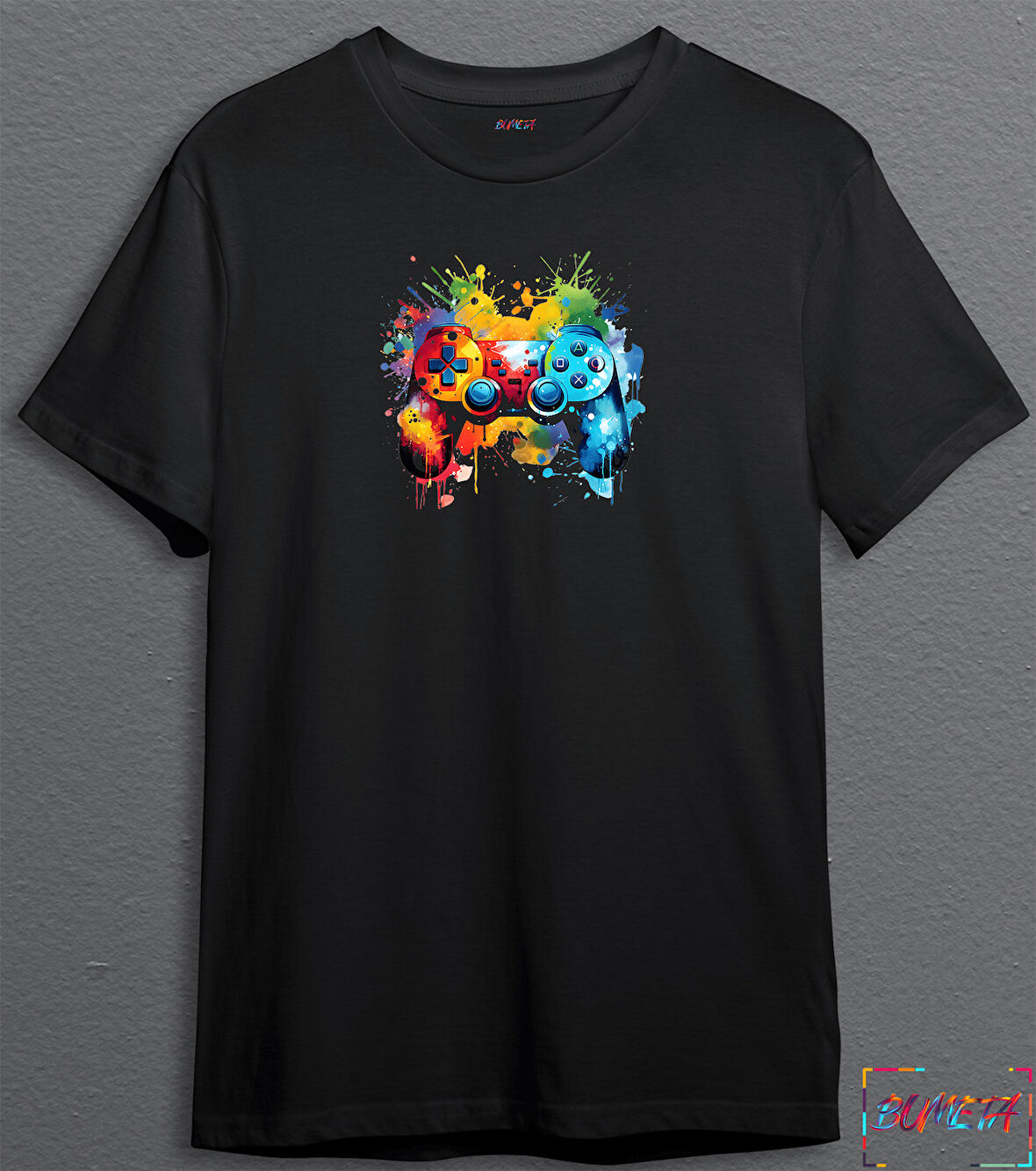 BUMETA Renkli Oyun Kolu Gamer Oyuncu Unisex Tişört T-Shirt