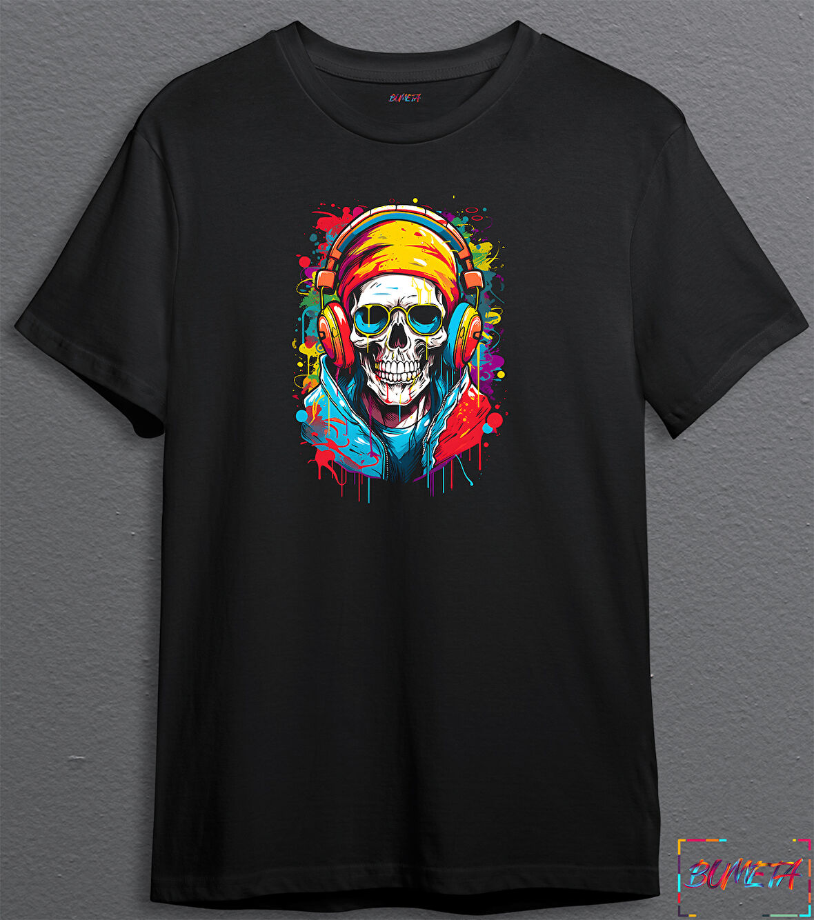 BUMETA Renkli Kuru Kafa İskelet Unisex Tişört T-Shirt