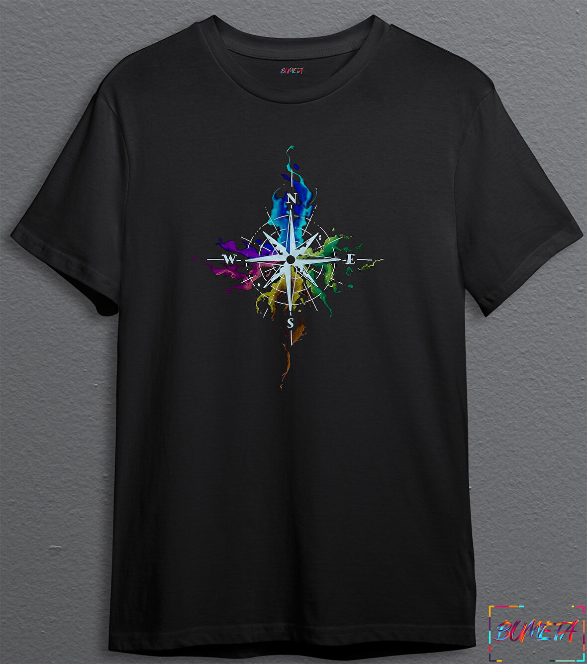 BUMETA Renkli Pusula Unisex Tişört T-Shirt