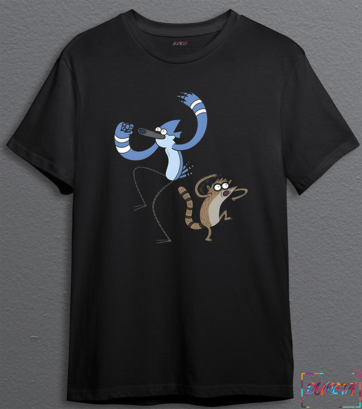 BUMETA Regular Show Sürekli Dizi Mordecai Rigby Dans Unisex Tişört 3043S