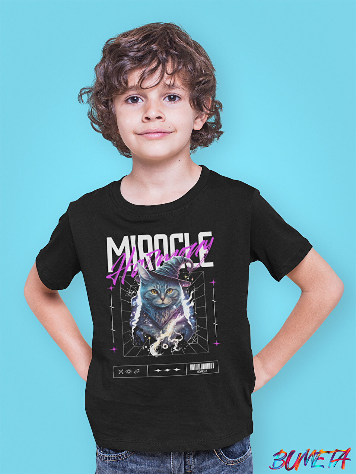 BUMETA Mucize Büyücü Kedi Cat Çocuk Tişört T-shirt