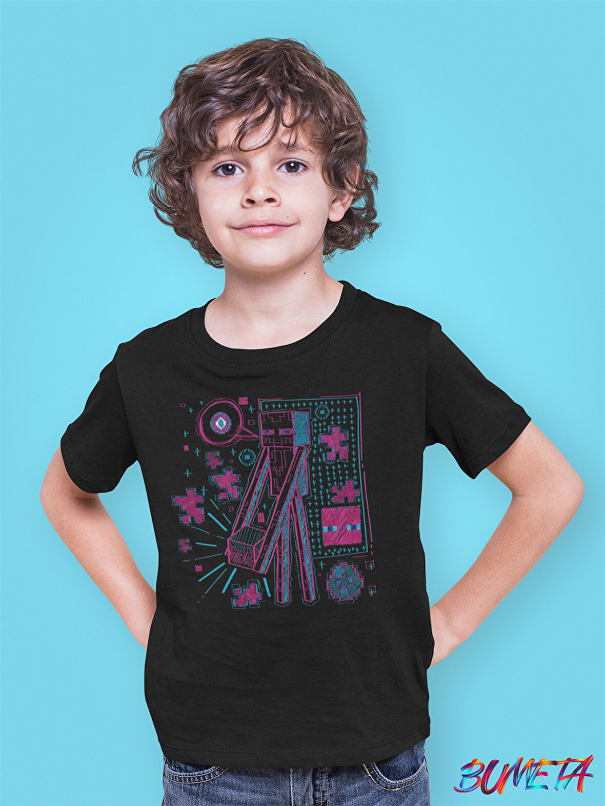 Bumeta Minecraft Enderman Karakter Oyun Game Çocuk Tişört T-shirt