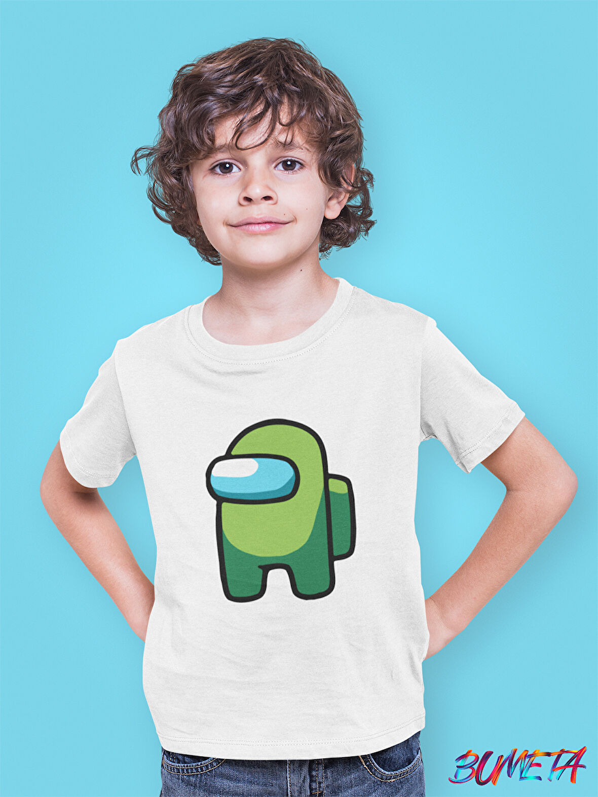 Bumeta Mini Imposter Yeşil Mürettebat AMONG US Çocuk Tişört T-shirt
