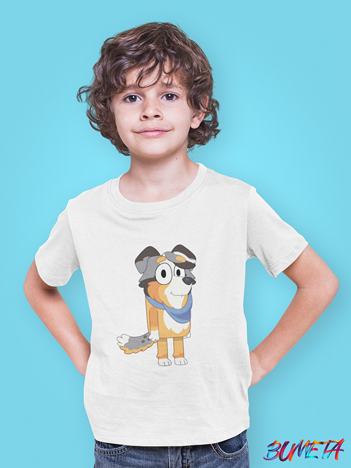 Bumeta Bluey Sevimli Köpek Kardeşler Frisky Çocuk Tişört T-shirt