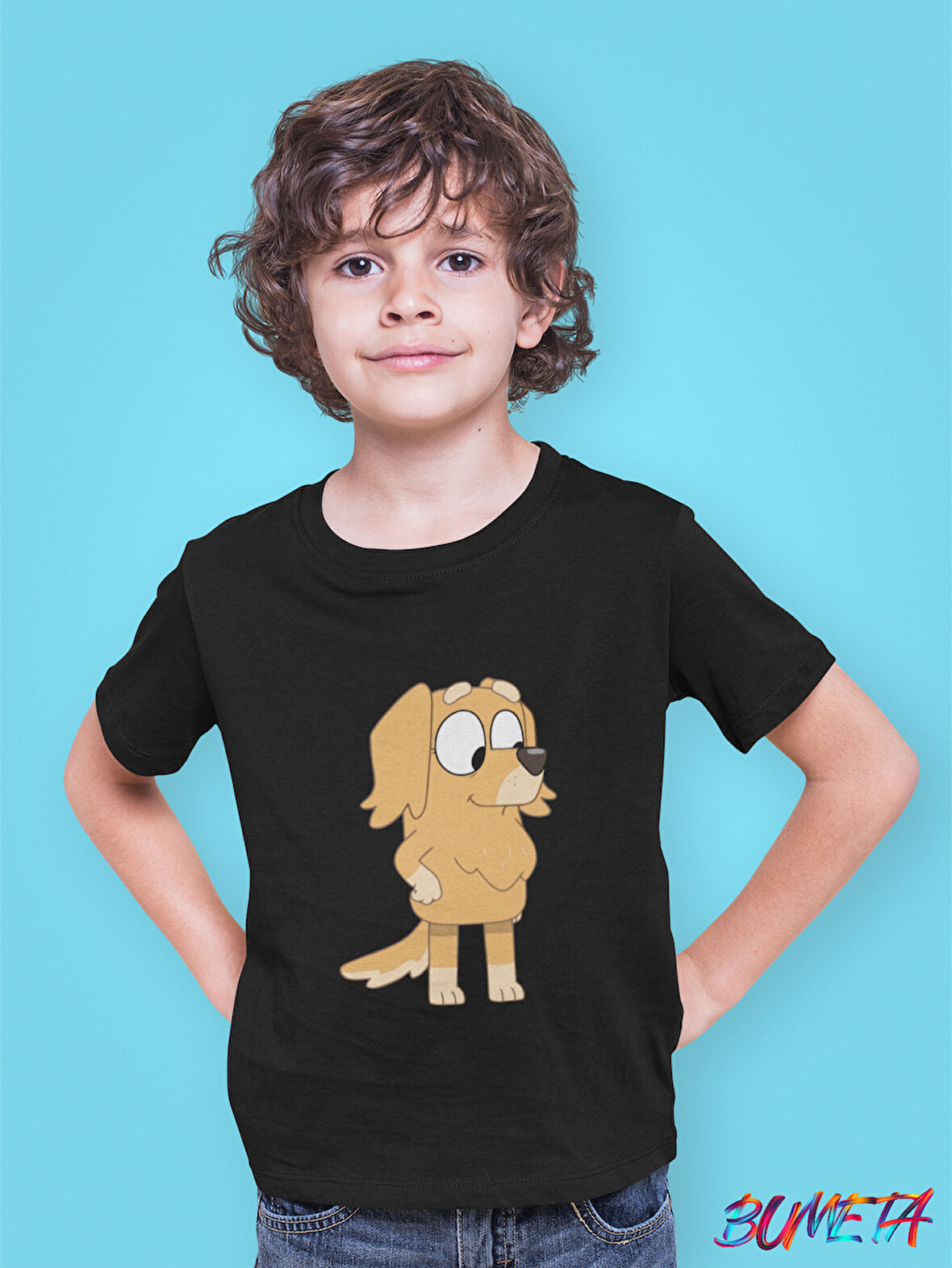 Bumeta Bluey Sevimli Köpek Kardeşler Honey Çocuk Tişört T-shirt