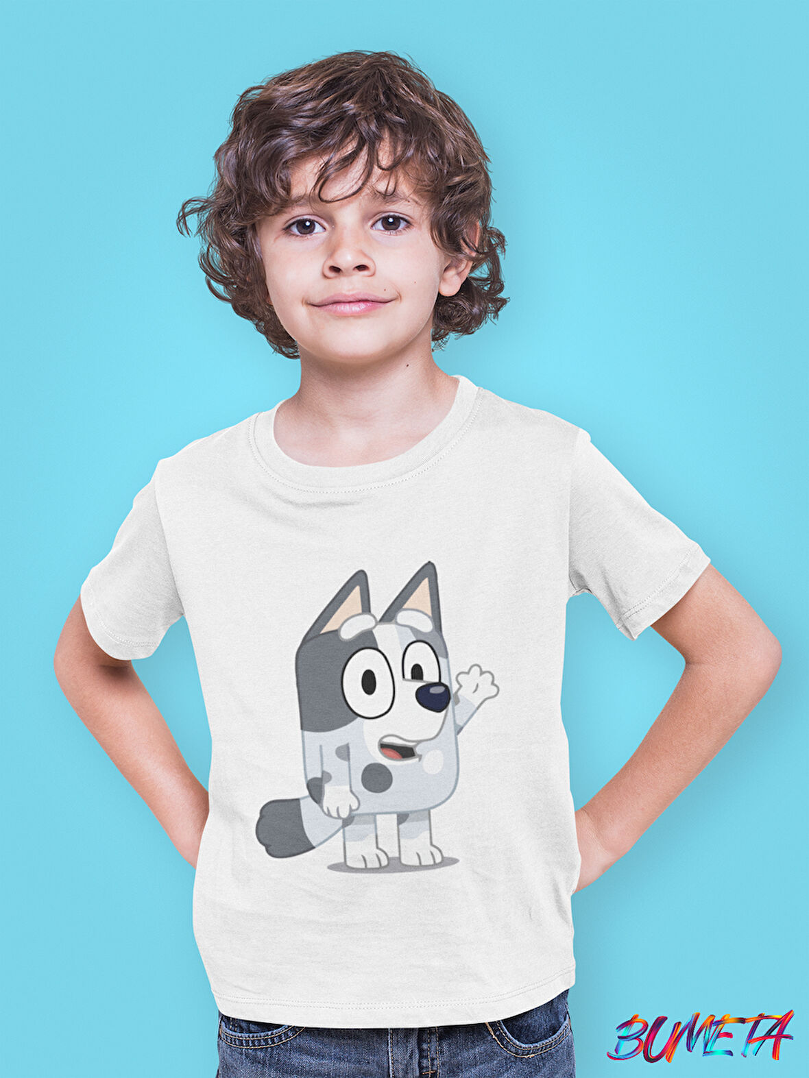 Bumeta Bluey Sevimli Köpek Kardeşler Mackenzie Çocuk Tişört T-shirt