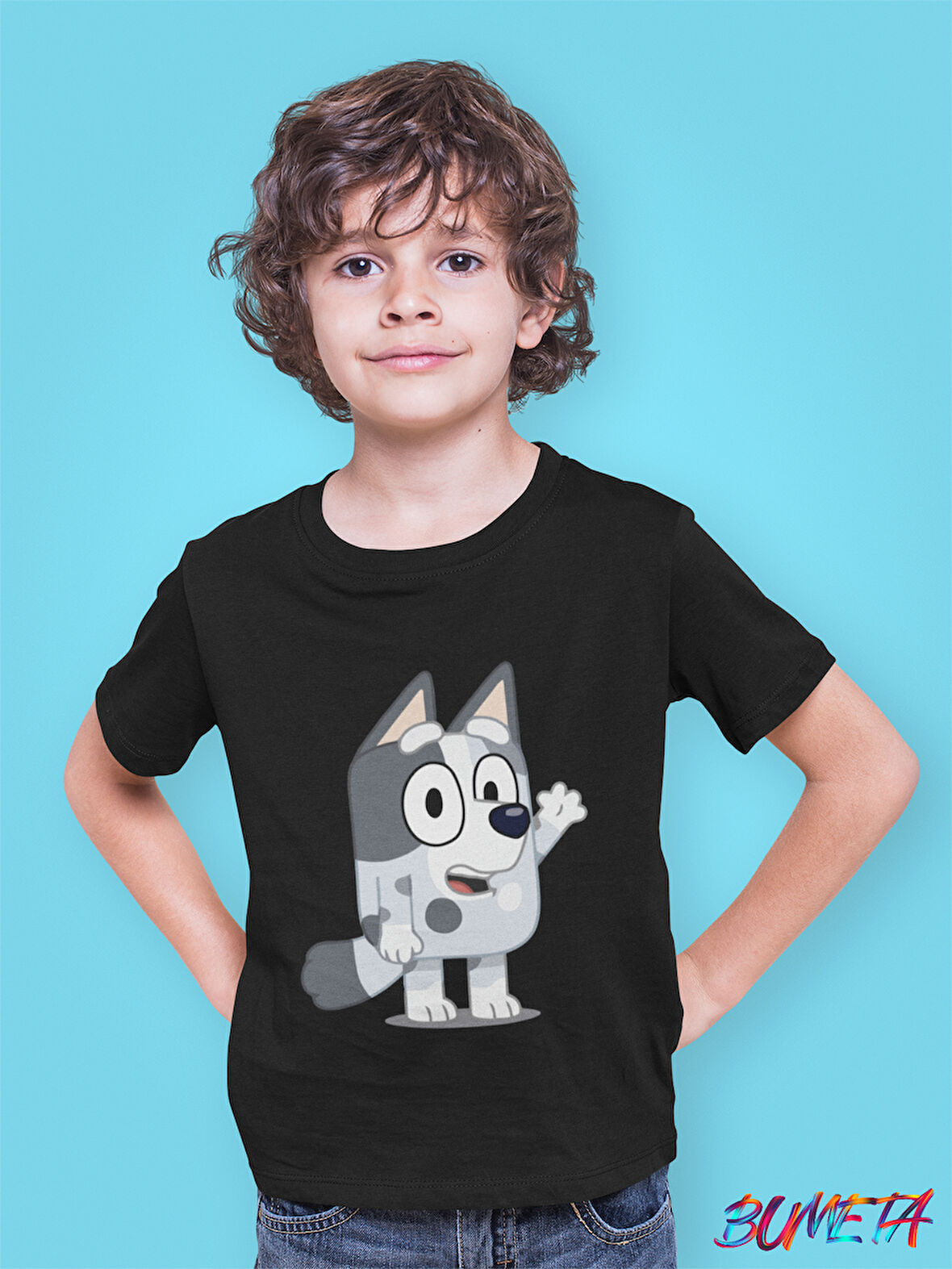 Bumeta Bluey Sevimli Köpek Kardeşler Mackenzie Çocuk Tişört T-shirt