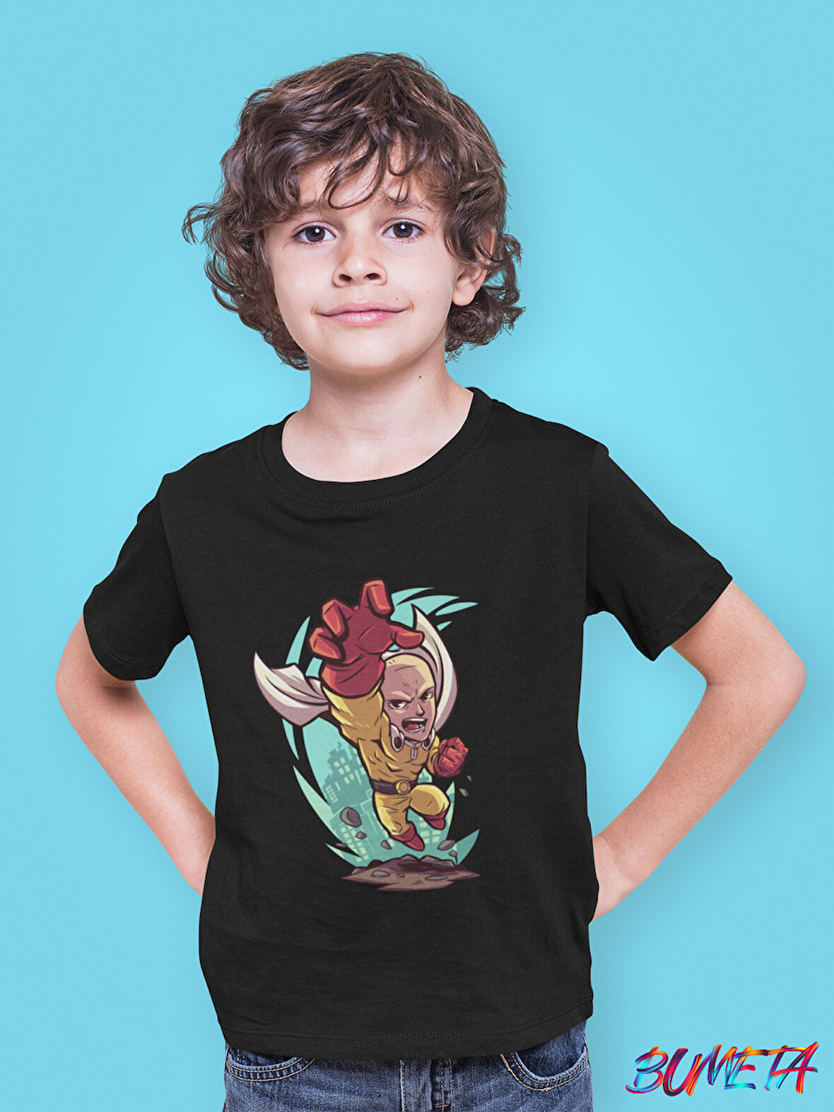 Bumeta Anime One Punch Man Saitama Chibi Çizgi Film Dizi Çocuk Tişört T-shirt