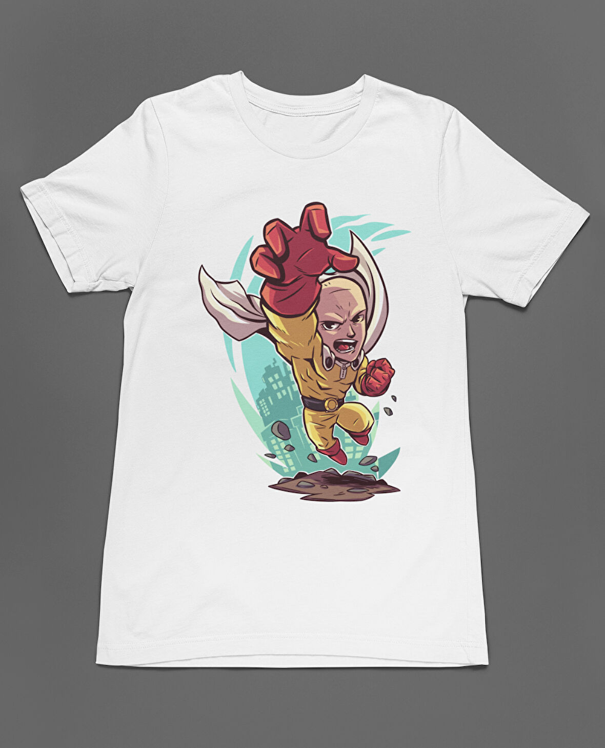 Bumeta Anime One Punch Man Saitama Chibi Çizgi Film Dizi Unisex Tişört T-Shirt