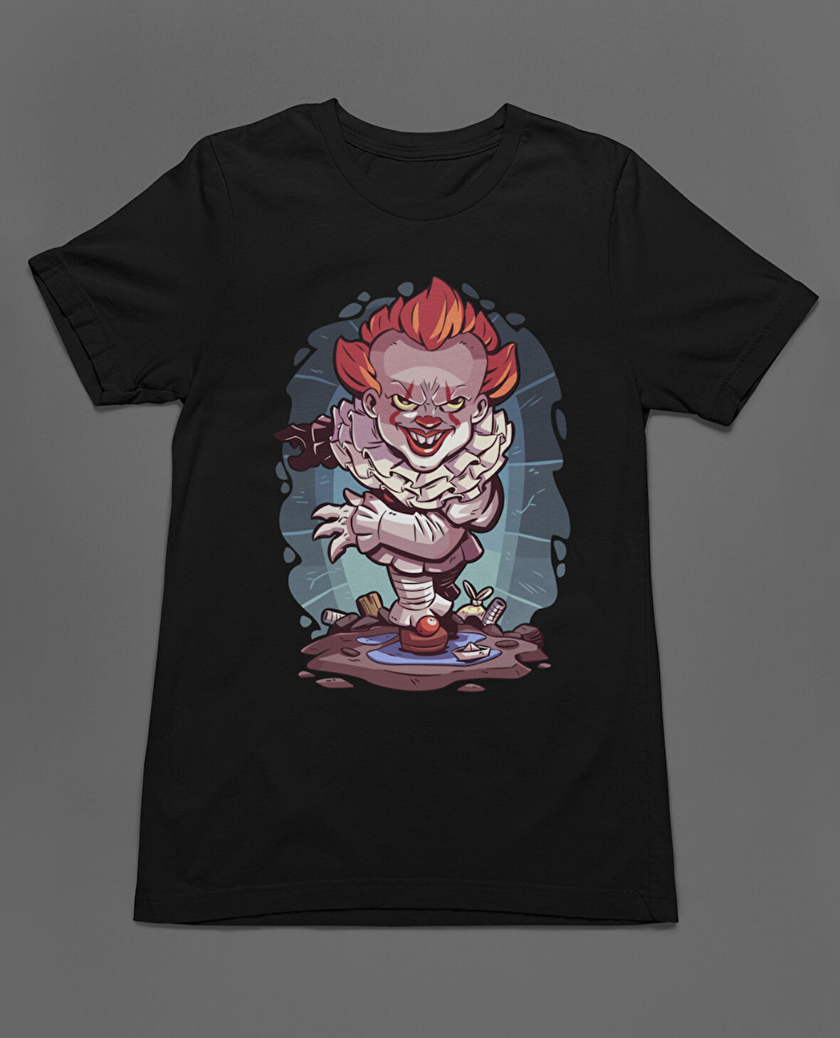 Bumeta IT Pennywise Chibi Çizgi Film Dizi Unisex Tişört T-Shirt