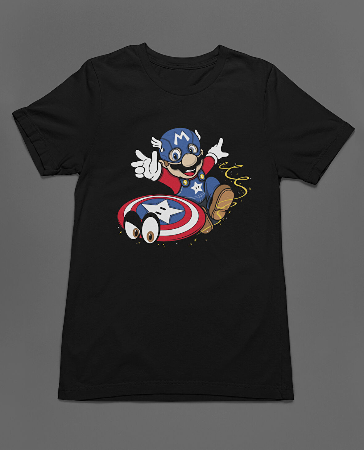 Bumeta Super Mario Captain America Unisex Tişört T-Shirt