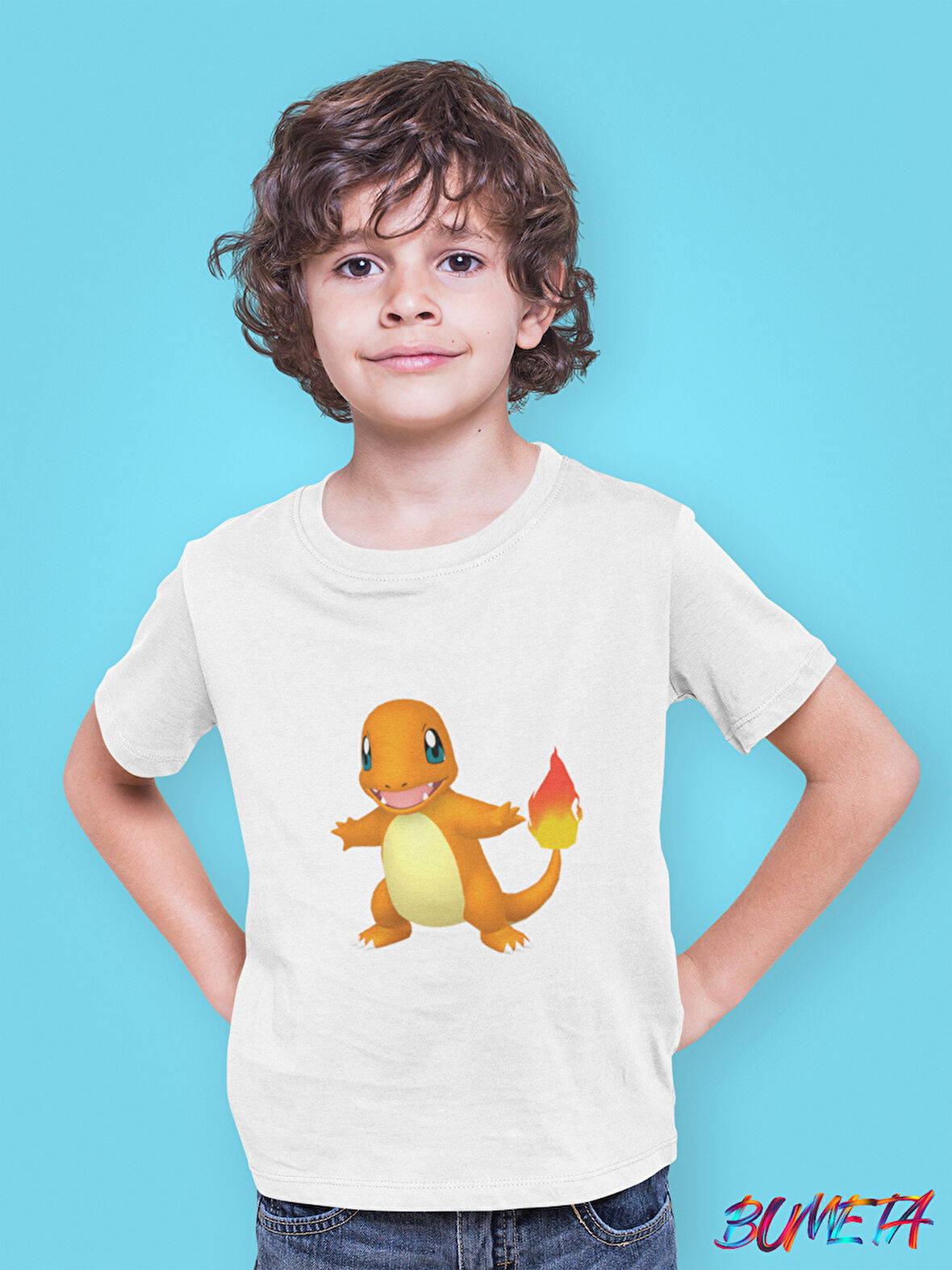 Bumeta Pokemon Pikachu Charmander Çocuk Tişört T-shirt
