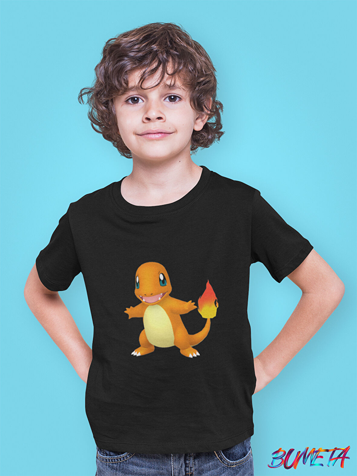 Bumeta Pokemon Pikachu Charmander Çocuk Tişört T-shirt