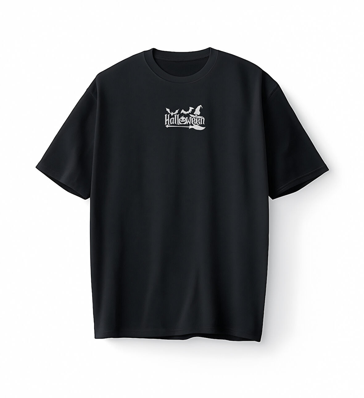 Bumeta Halloween Yarasa Balkabağı Cadı Şapkası ve Süpürge Oversize Unisex Tişört T-Shirt