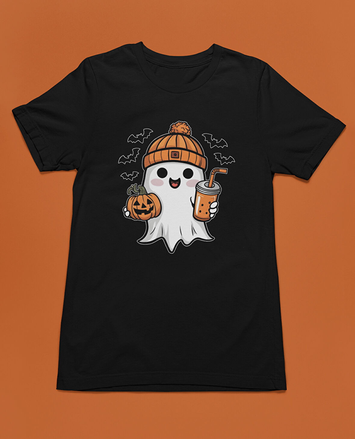 Bumeta Sevimli Hayalet Baskılı Cadılar Bayramı Halloween Unisex Tişört T-Shirt