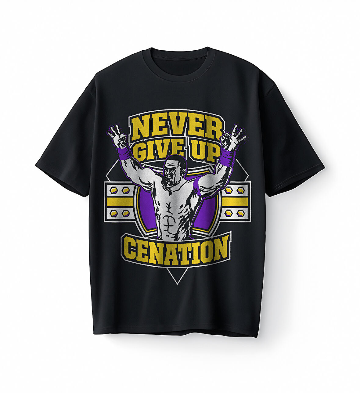 Bumeta John Cena Never Give Up Motivasyon Oversize Unisex Tişört T-Shirt