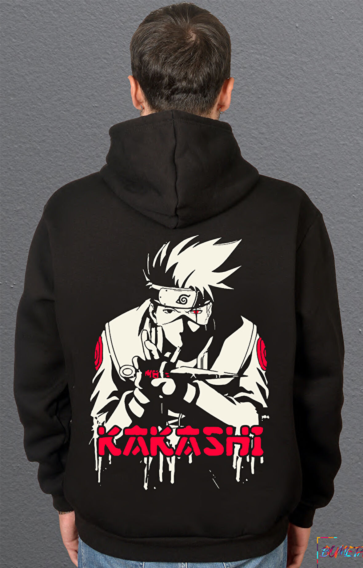 Bumeta Naruto Kakashi Red Anime Sweatshirt Unisex Kapüşonlu Hoodie