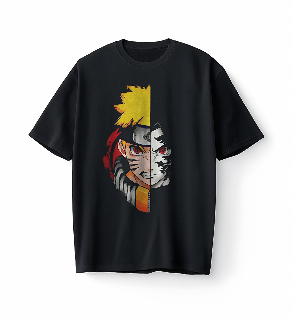 Bumeta Naruto Kakashi Anime Face Japanese Korea Oversize Unisex Tişört T-Shirt