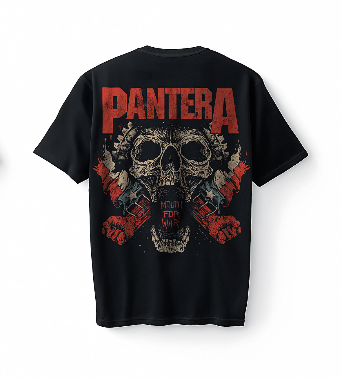 Bumeta Pantera Skull Kuru Kafa Heavy Metal Baskılı Oversize Unisex Tişört T-Shirt