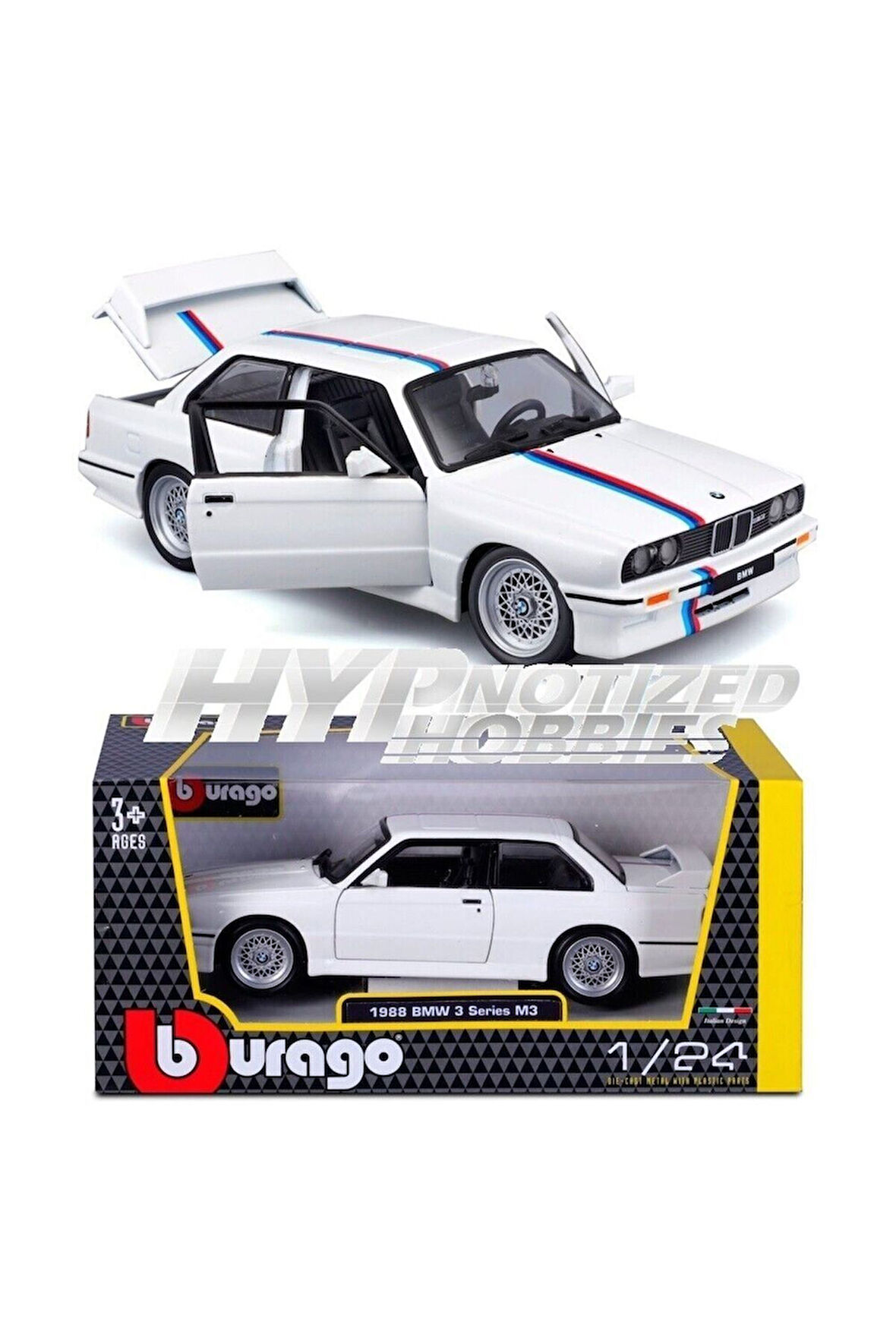 BMW 3 SERIES 1989 MODEL M3 White (E30) 1:24 Ölçek Burago Marka
