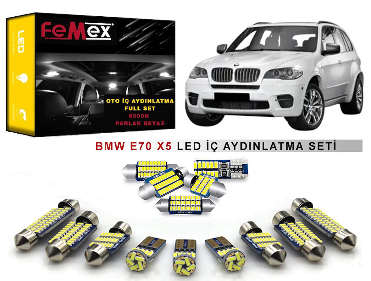 BMW E70 X5 2007-2012 LED İç Aydınlatma Ampul Seti FEMEX Parlak Beyaz