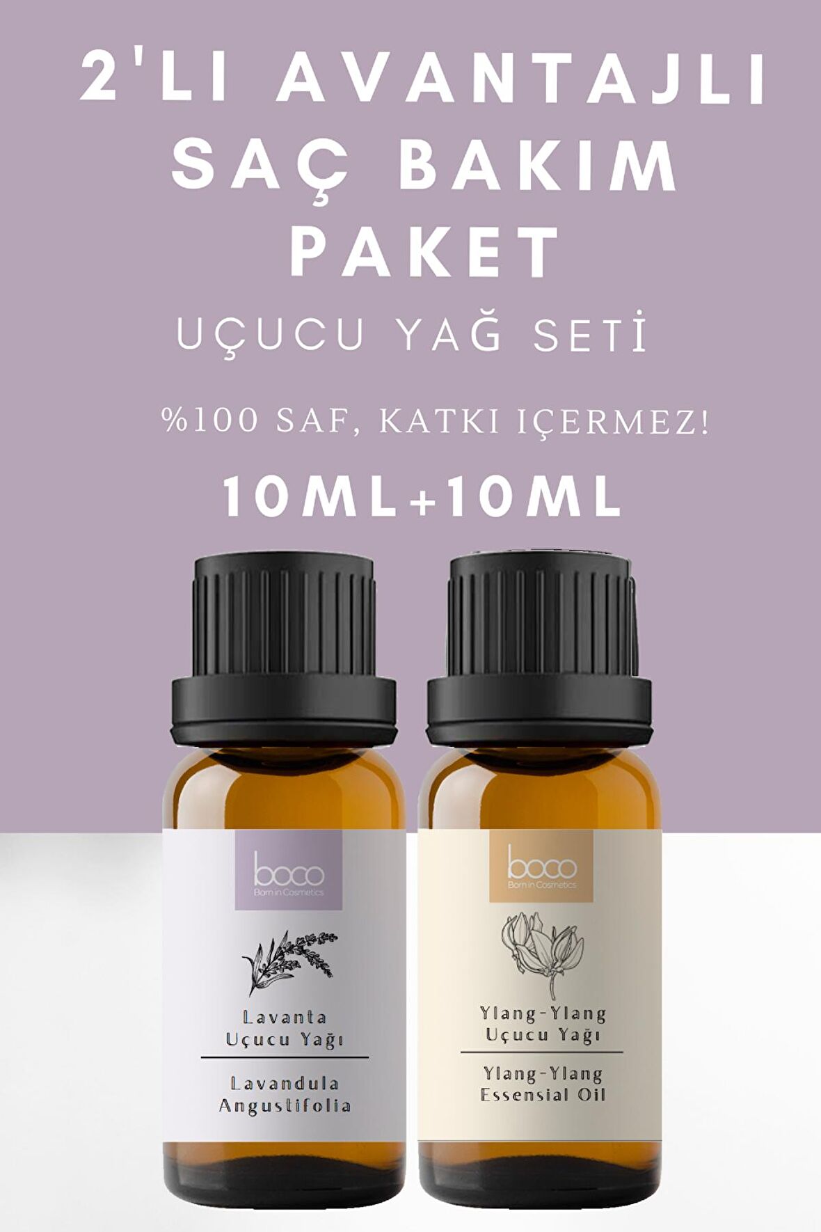 2li Avantajlı Paket Saç Bakım Lavanta & Ylang-Ylang %100 Saf Uçucu Yağı