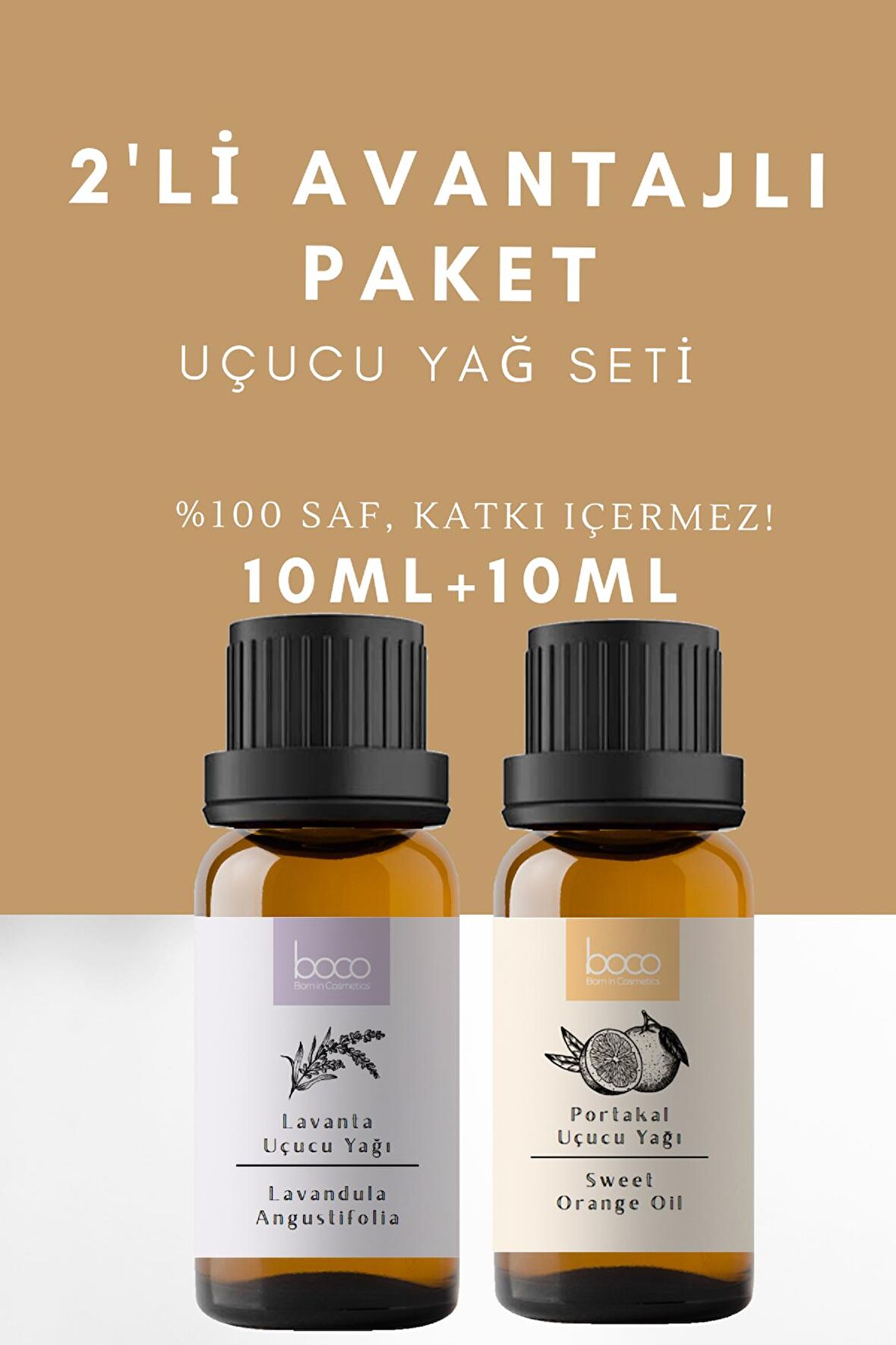 2li Avantajlı Set Portakal & Lavanta Saf Aromaterapi Uçucu Yağı  10 ml + 10 ml