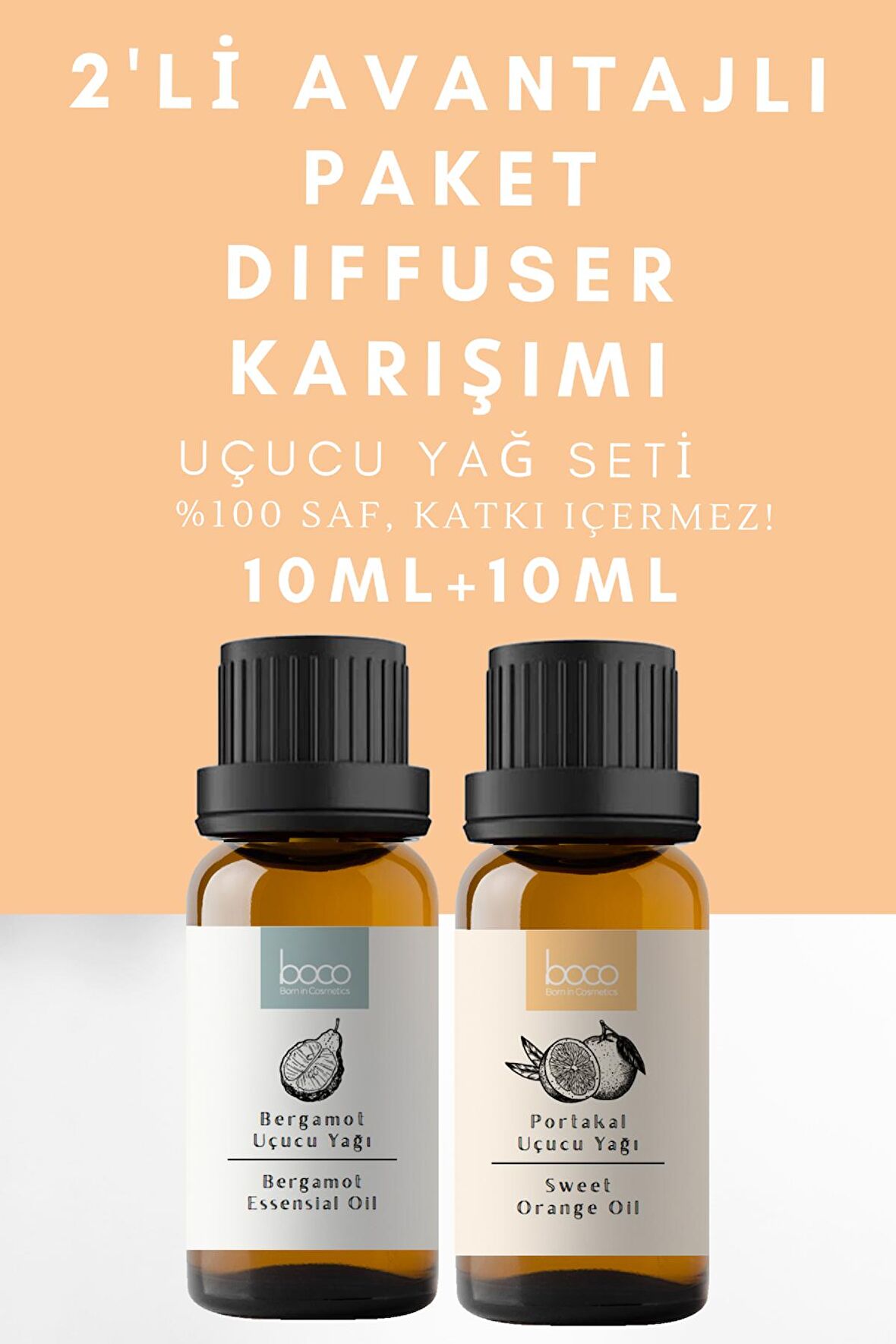 2li Avantajlı Set Portakal & Bergamot Saf Aromaterapi Uçucu Yağı (10ml + 10ml)