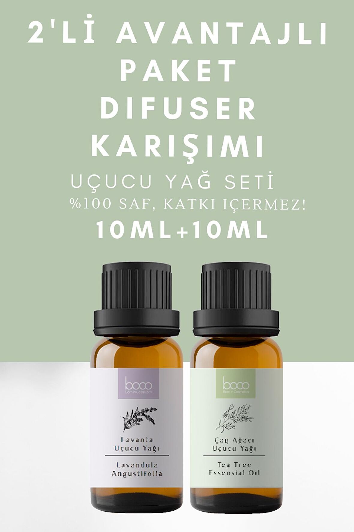 2li Difuser Karışımı Havayı Temizlemeye Karşı Lavanta & Çay Ağacı %100 Saf Uçucu Yağı