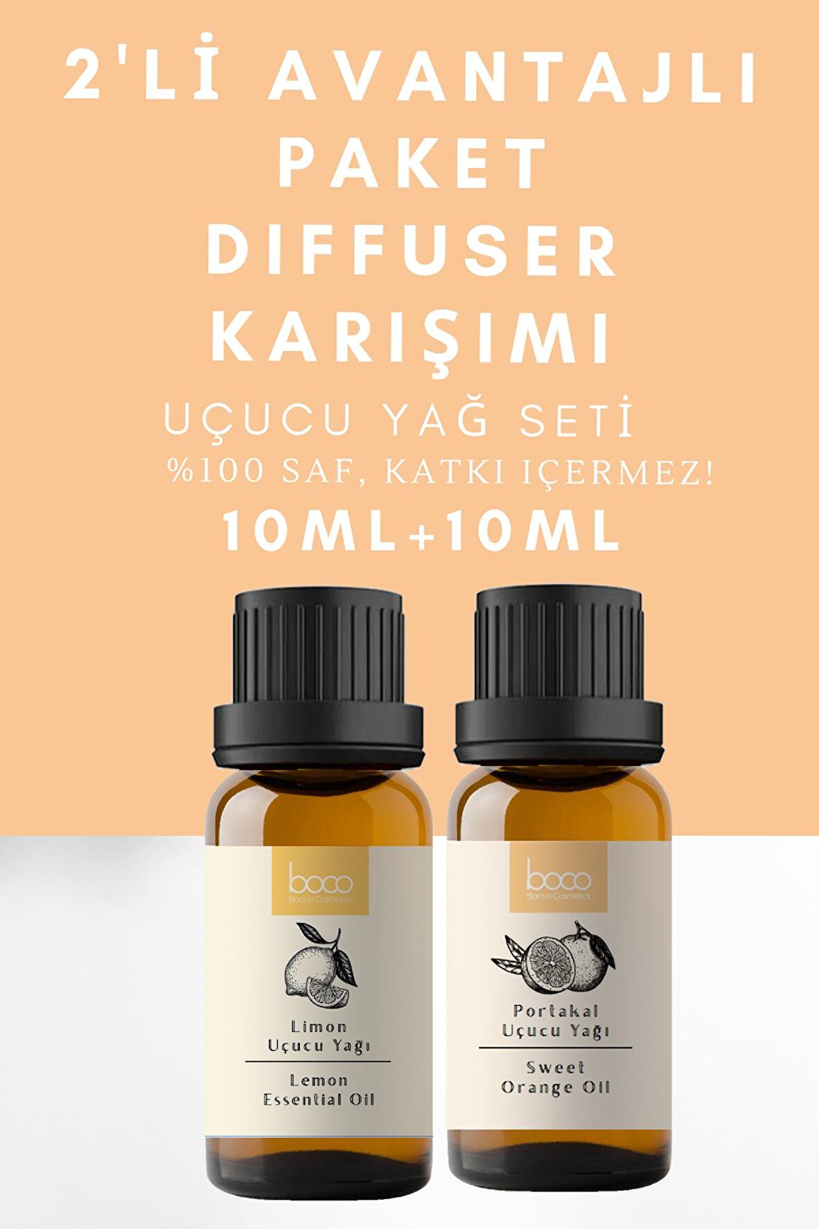 2li Difuser Karışımı Kötü Kokuya Karşı Limon & Portakal %100 Saf Uçucu Yağı