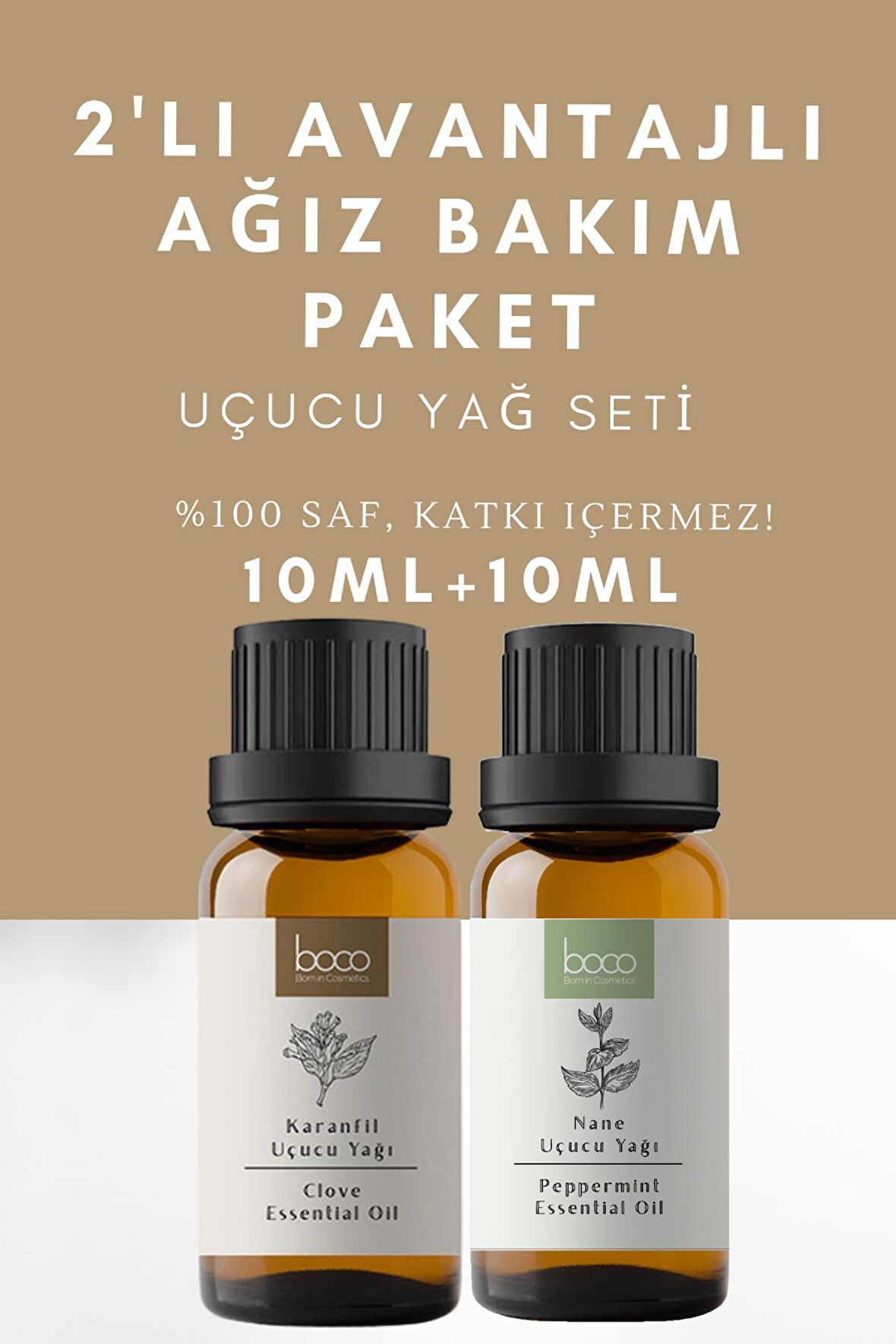 2li Avantajlı Paket Ağız Bakım Karanfil & Nane %100 Saf Uçucu Yağı  (10ml + 10ml)