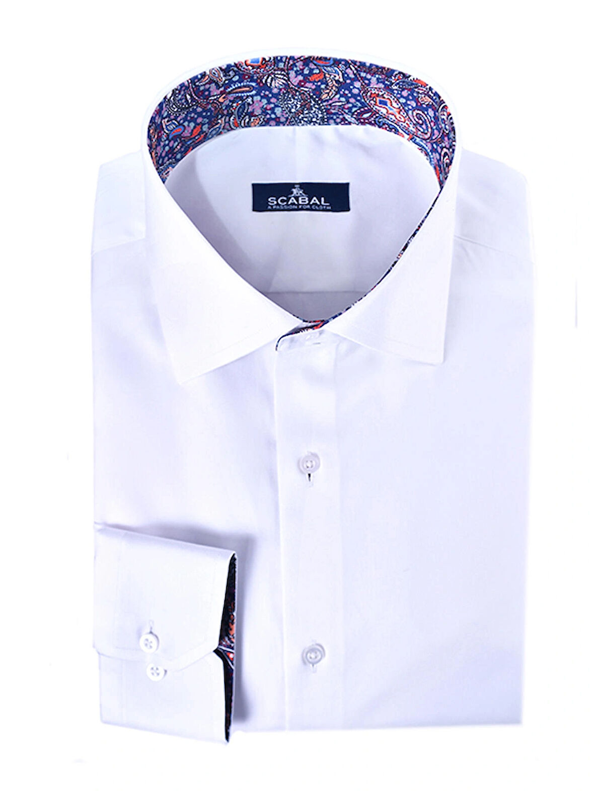 ERKEK BEYAZ ŞAL DESENLİ GABARDİN DOKU %100 MISIR PAMUĞU GÖMLEK